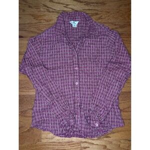 Woolrich Searsucker Pink Plaid Button‎ Down Shirt Size Women's Medium